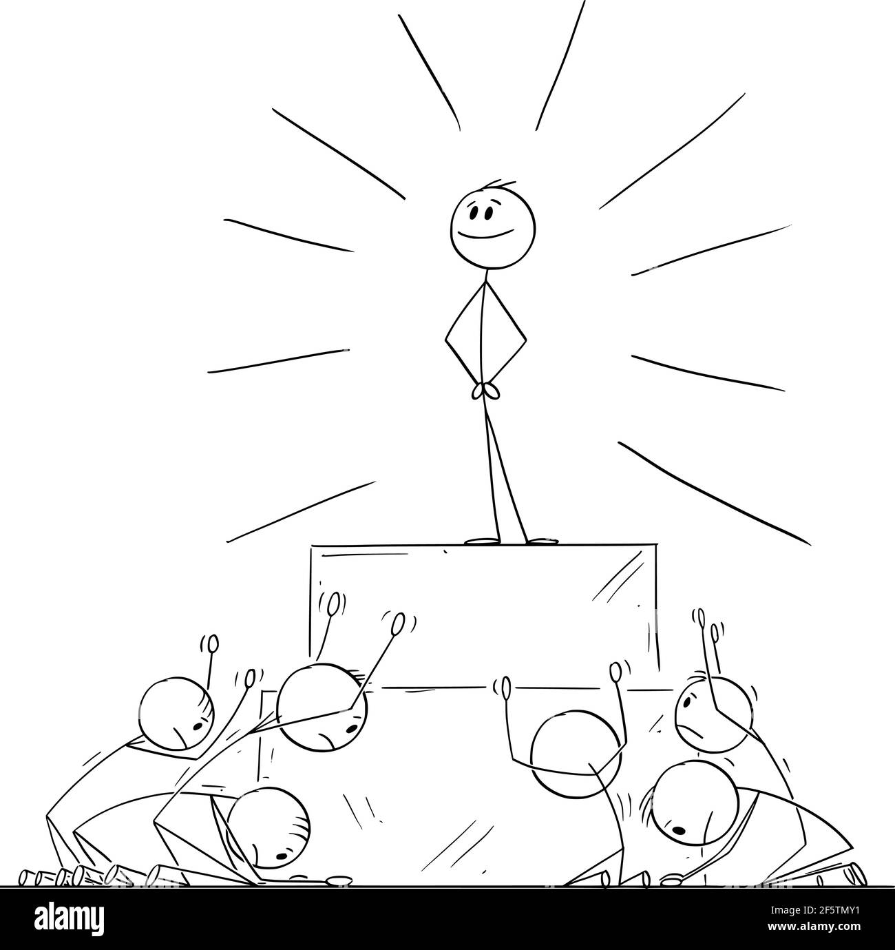 Groupe de personnes adorant ou invoquant leader ou individu en tant que Illustration de la figure God.Vector Cartoon Stick Illustration de Vecteur