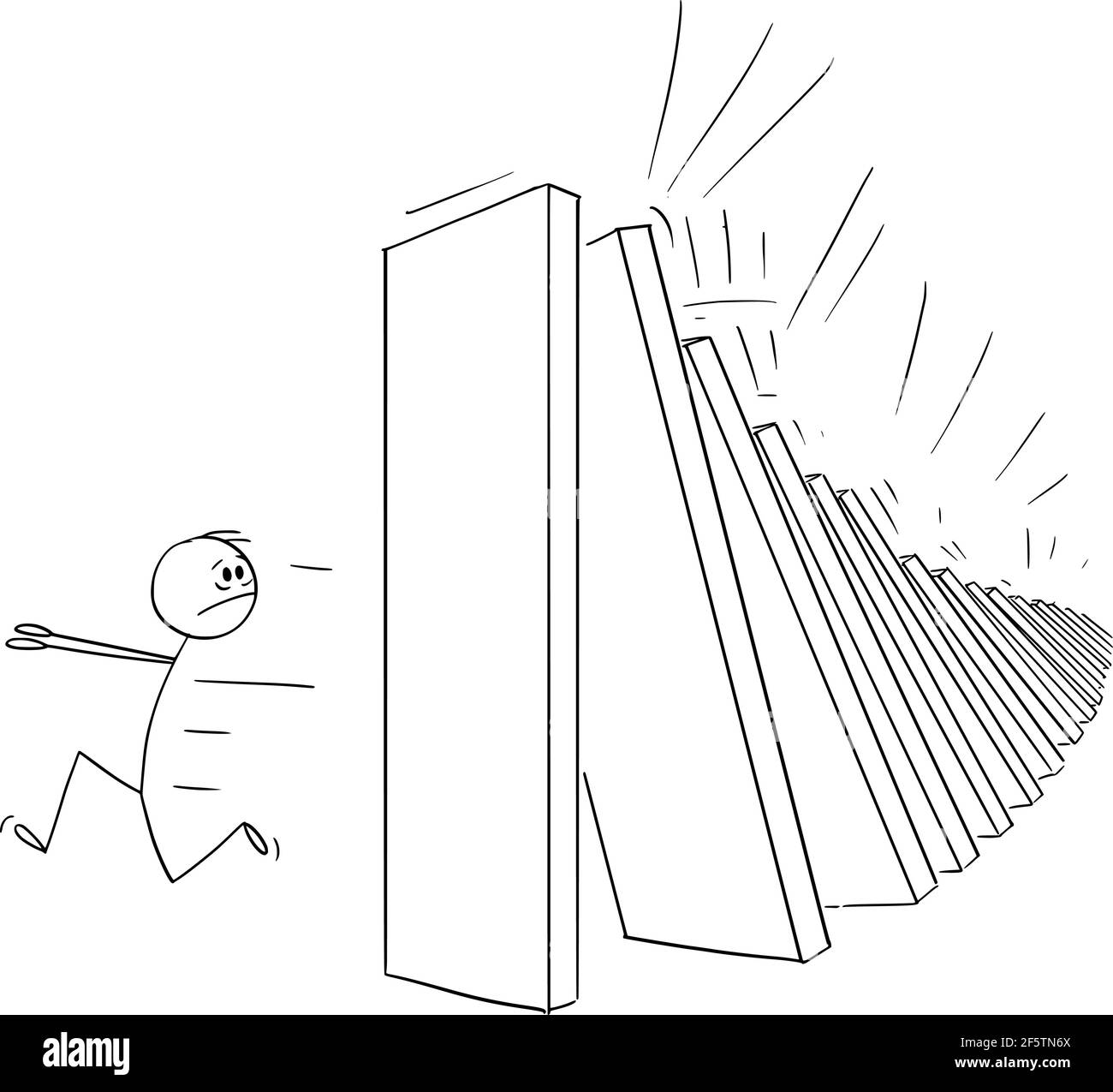 Homme S Eloignant Des Lacets De Domino Effet Domino Baton De Dessin Vectoriel Figure Illustration Image Vectorielle Stock Alamy