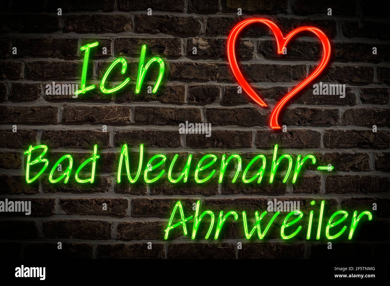 Leuchtreklame, ICH liebe Bad Neuenahr-Ahrweiler, Rheinland-Pfalz, Deutschland, Europa | Publicité illuminée, j'aime Bad Neuenahr-Ahrweiler, Rhinel Banque D'Images