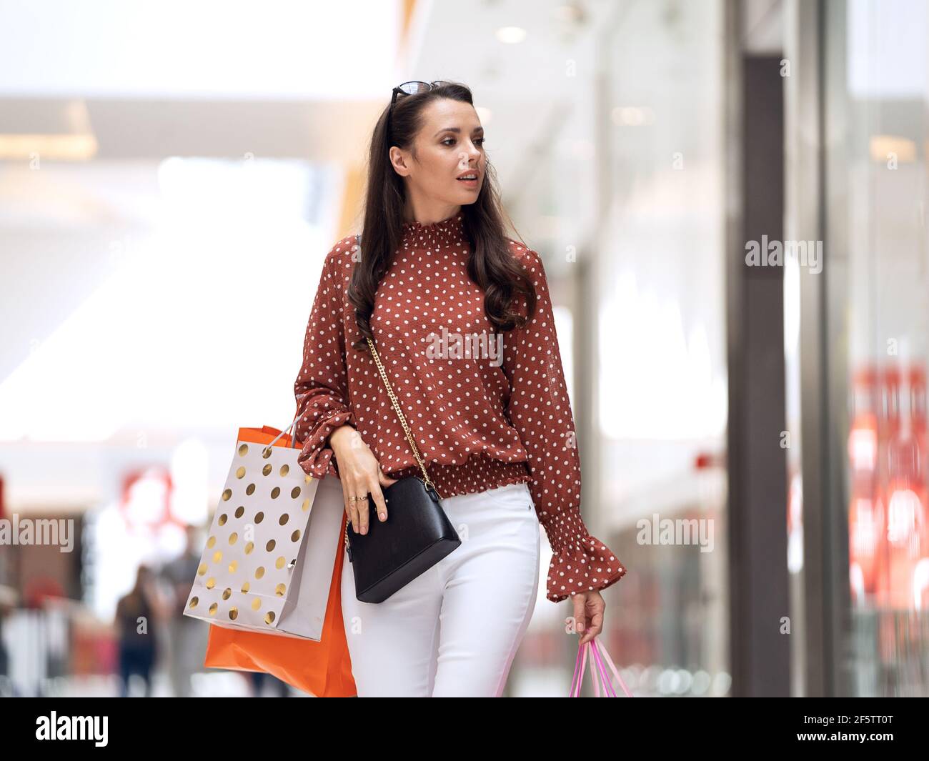 Image conceptuelle d'une femme élégante pendant le shopping Banque D'Images