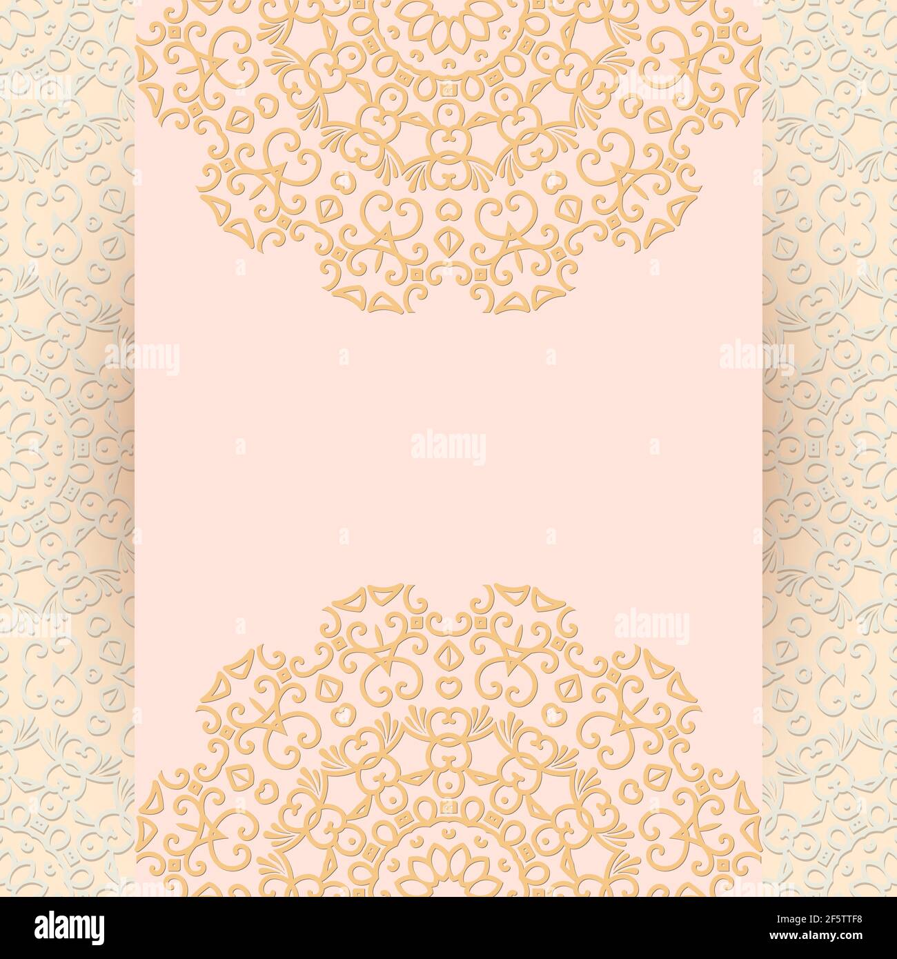 Carte d'invitation de couleur claire avec décoration d'arrière-plan mandala.Floral. Illustration de Vecteur