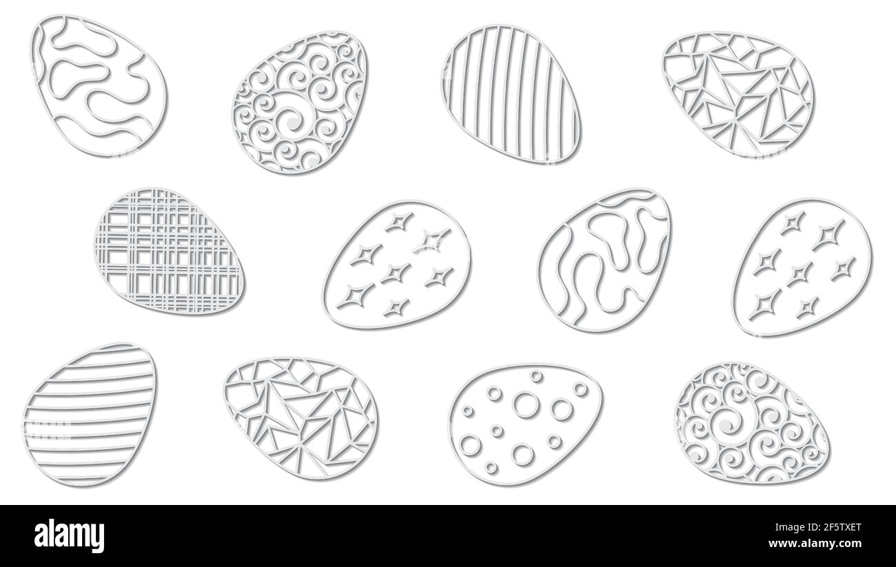 Papier peint 3D vectoriel blanc coupé avec œufs de Pâques répétitions Illustration de Vecteur