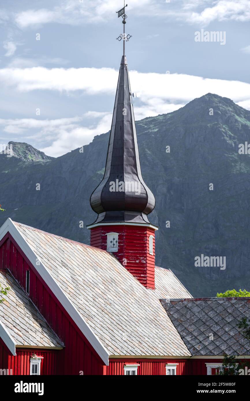 Église Flakstad, Lofoten, Nordland, Norvège Banque D'Images