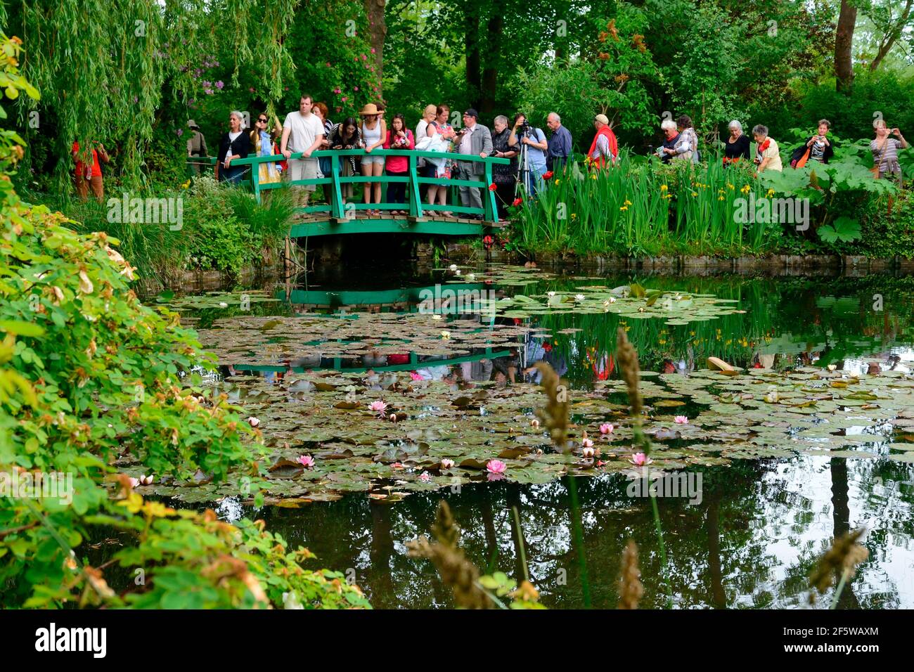 Jardin Monet, jardin Monet, étang aux nénuphars, visiteurs dans le jardin aux nénuphars, peintre Claude Monet, Giverny, Normandie, France Banque D'Images