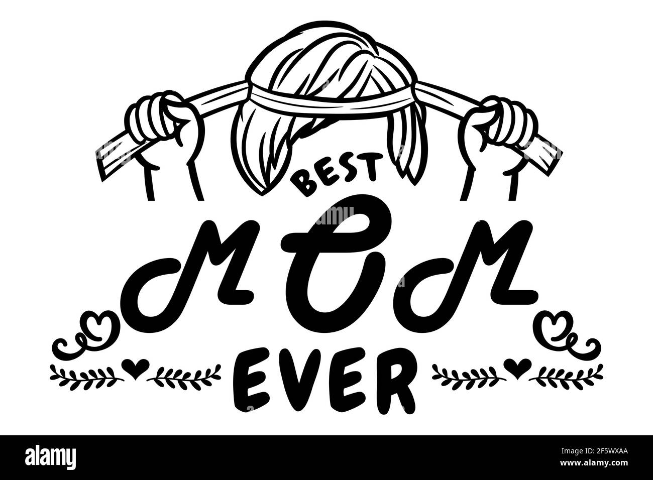 Citation De Meilleure Maman Jamais Avec Le Serre Tete A La Main Isole Sur Fond Blanc Maman Forte Lettre De Fete Des Meres Et Symbole Pour Carte De Vœux Banne Image