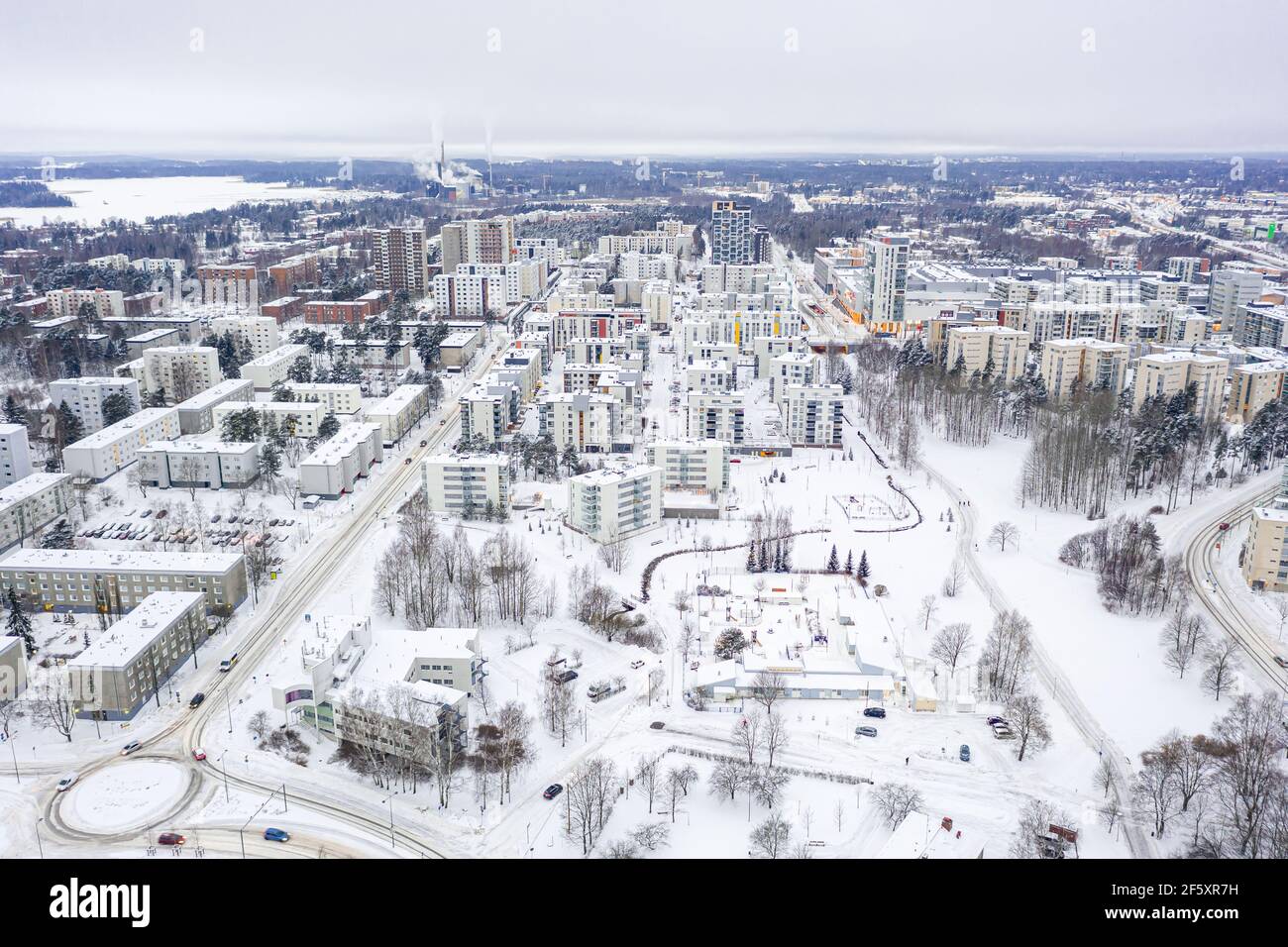 Vue aérienne du quartier de Matinkyla à Espoo, en Finlande. Ville ...