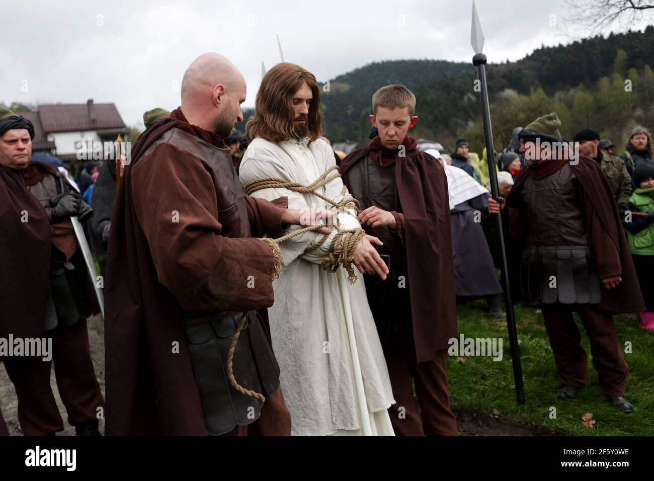 Kalwaria Zebrzydowska, Pologne - 13 avril 2017 : le mystère de la passion à Kalwaria Zebrzydowska, dans le sud de la Pologne. Pâques en Pologne. Banque D'Images