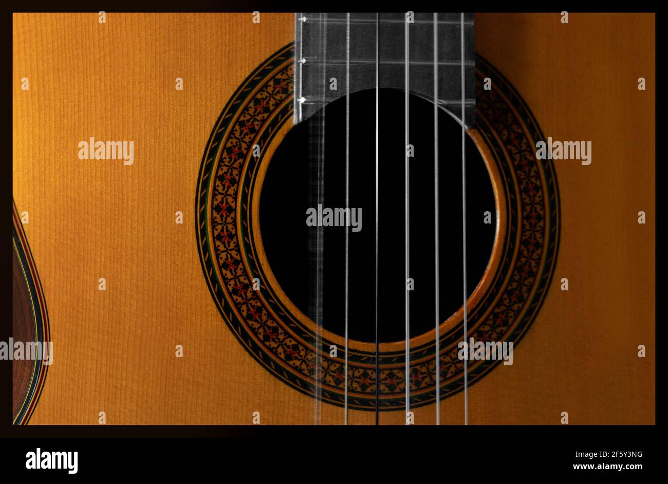 Gros plan sur une corde de guitare vibrante Banque D'Images