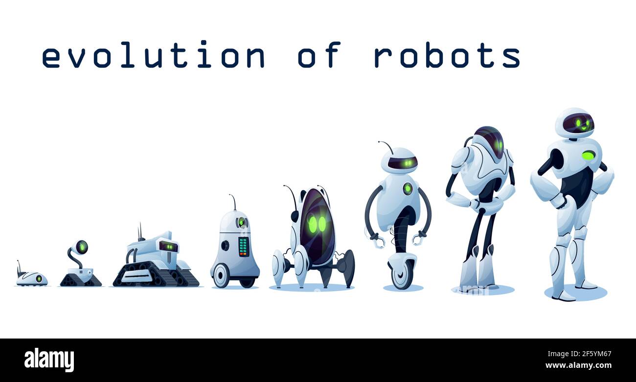 Robots Evolution, robots de transformation Android ai, technologie de  cyber-netics de vecteur. Robots et cyborgs, intelligence artificielle  futuriste et co intelligent Image Vectorielle Stock - Alamy