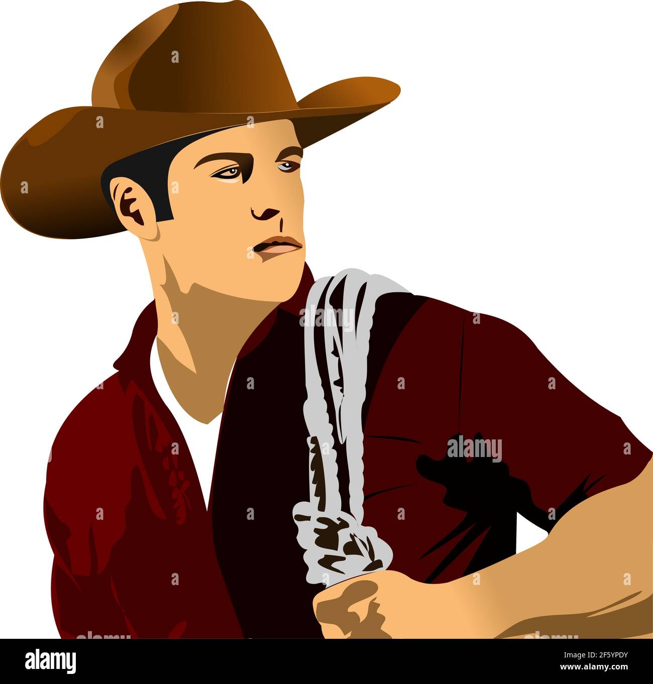 Visage de l'homme portant des vêtements de cow-boy traditionnels. illustration vectorielle 3d Illustration de Vecteur