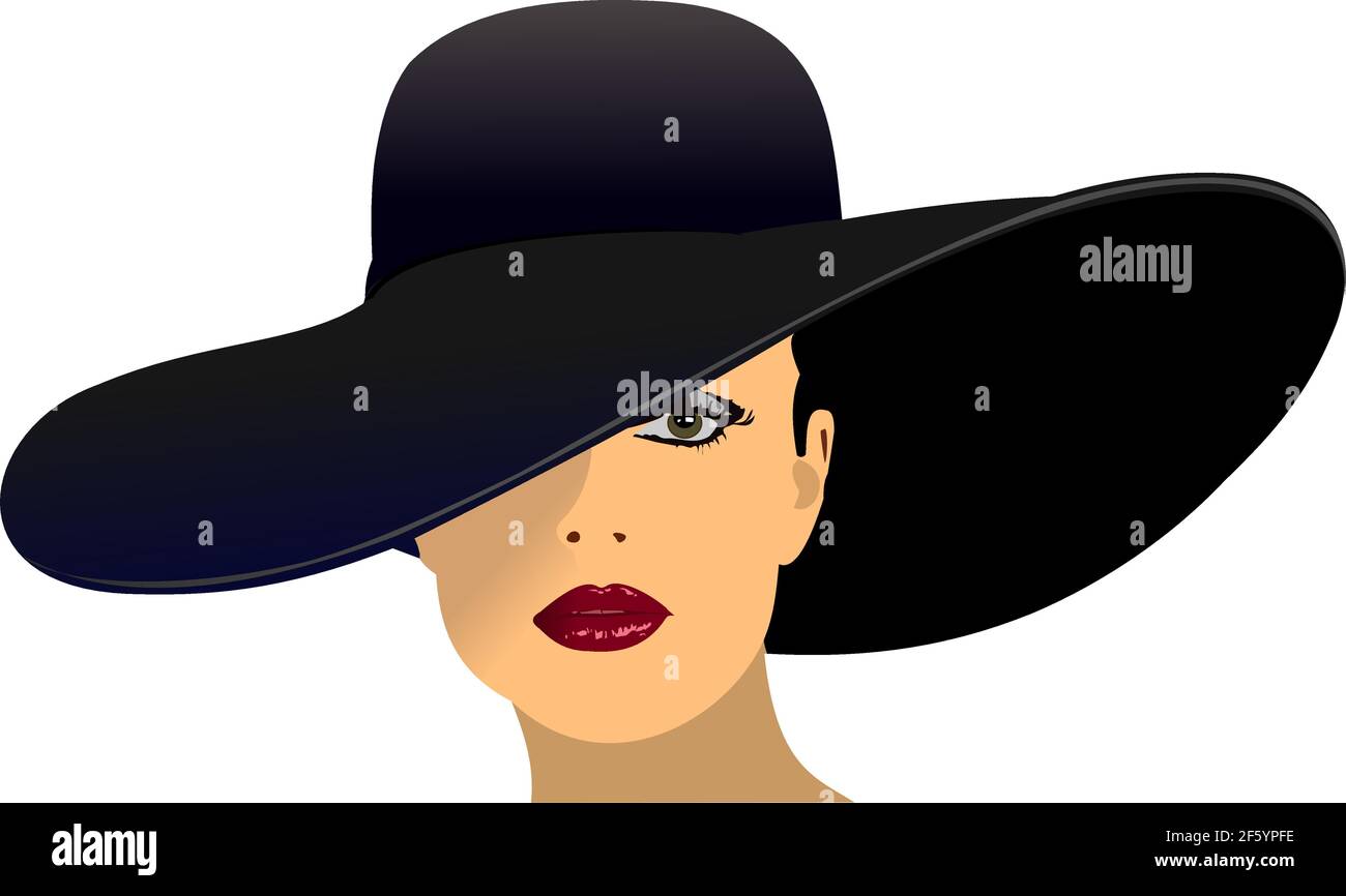 Portrait de jeune femme avec chapeau noir. illustration vectorielle 3d  Image Vectorielle Stock - Alamy