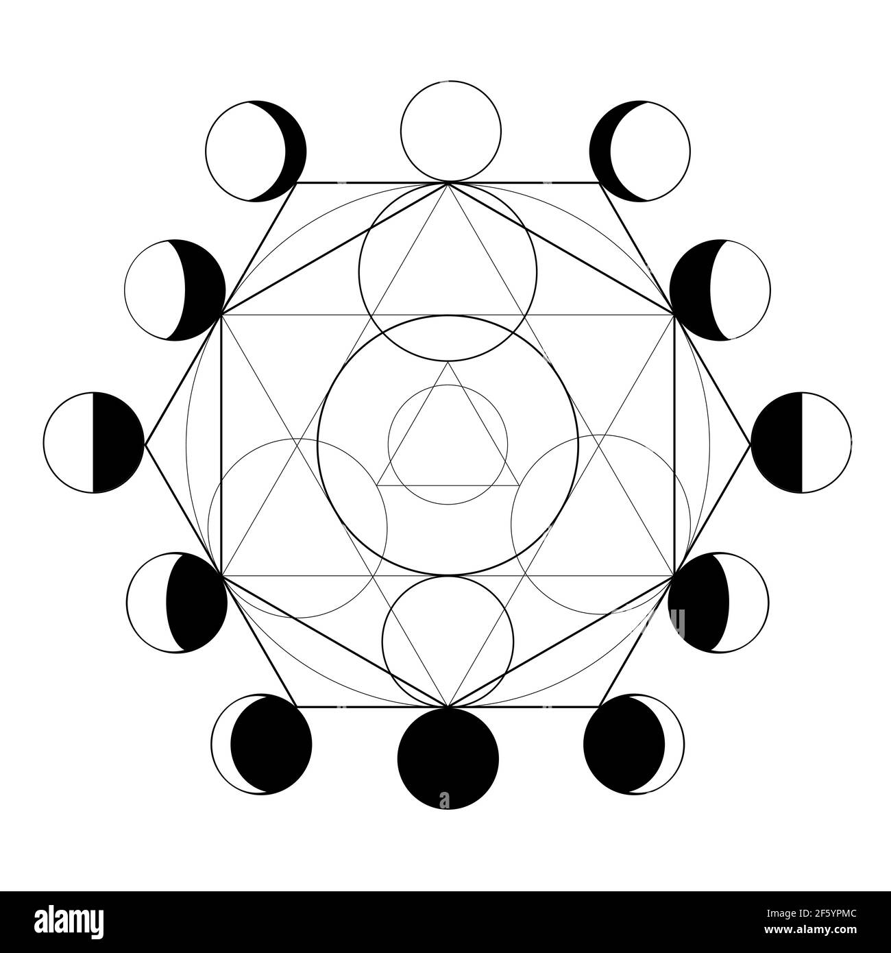 Symbole de l'alchimie et des phases de lune Illustration de Vecteur