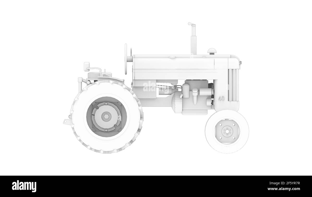 Le rendu 3D d'une machine agricole de tracteur d'époque est Banque D'Images