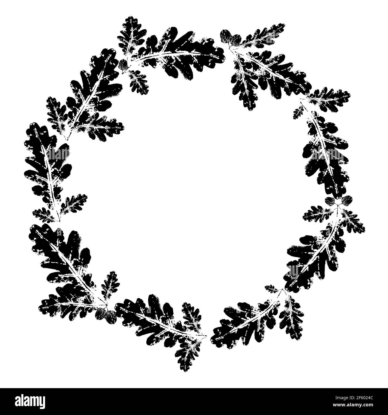 Feuilles d'impression d'encre. Impressions de feuilles d'arbres et de buissons à l'encre noire Illustration de Vecteur