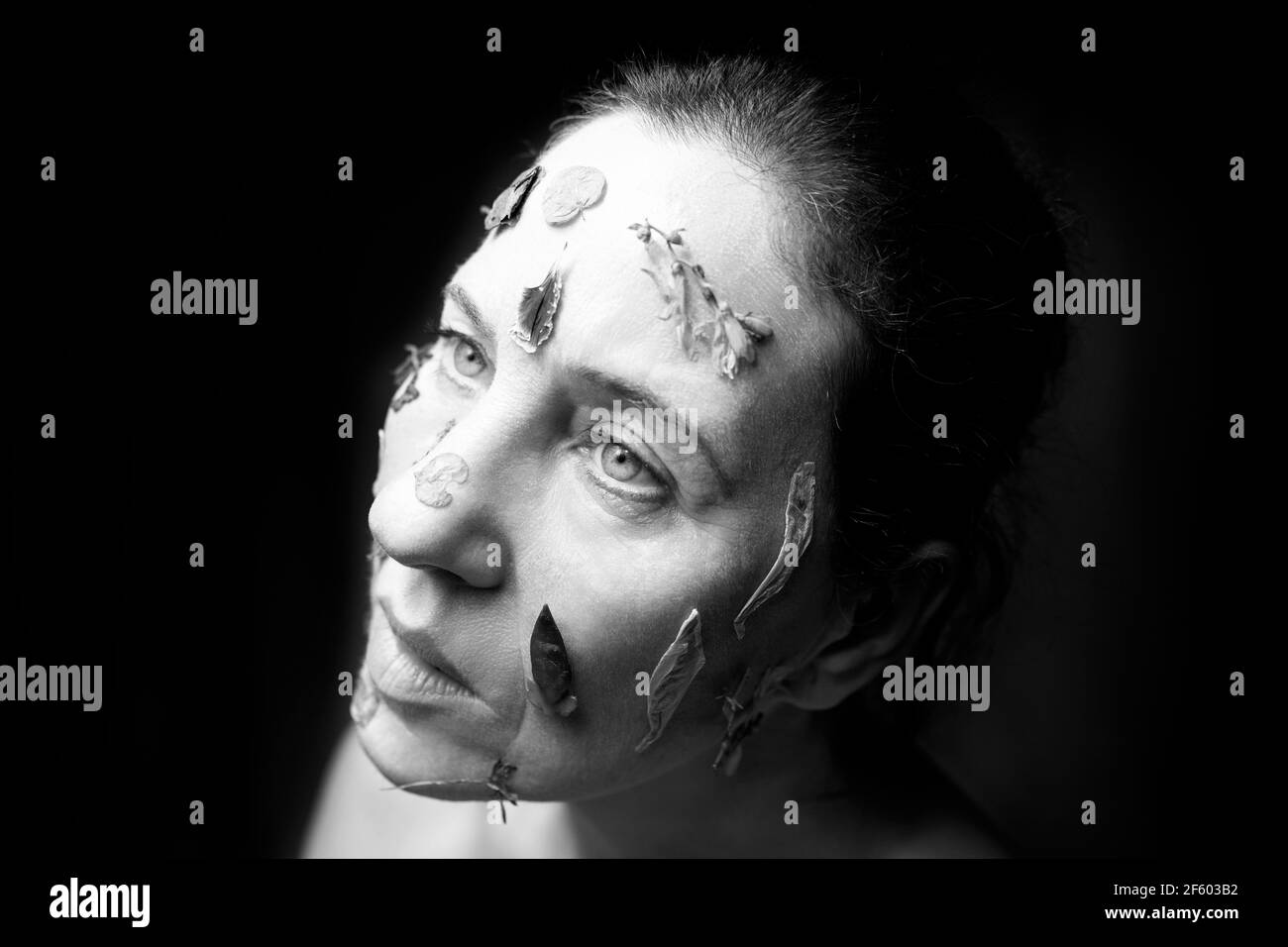 Fleurs sur le visage, ecofruilly II Banque D'Images