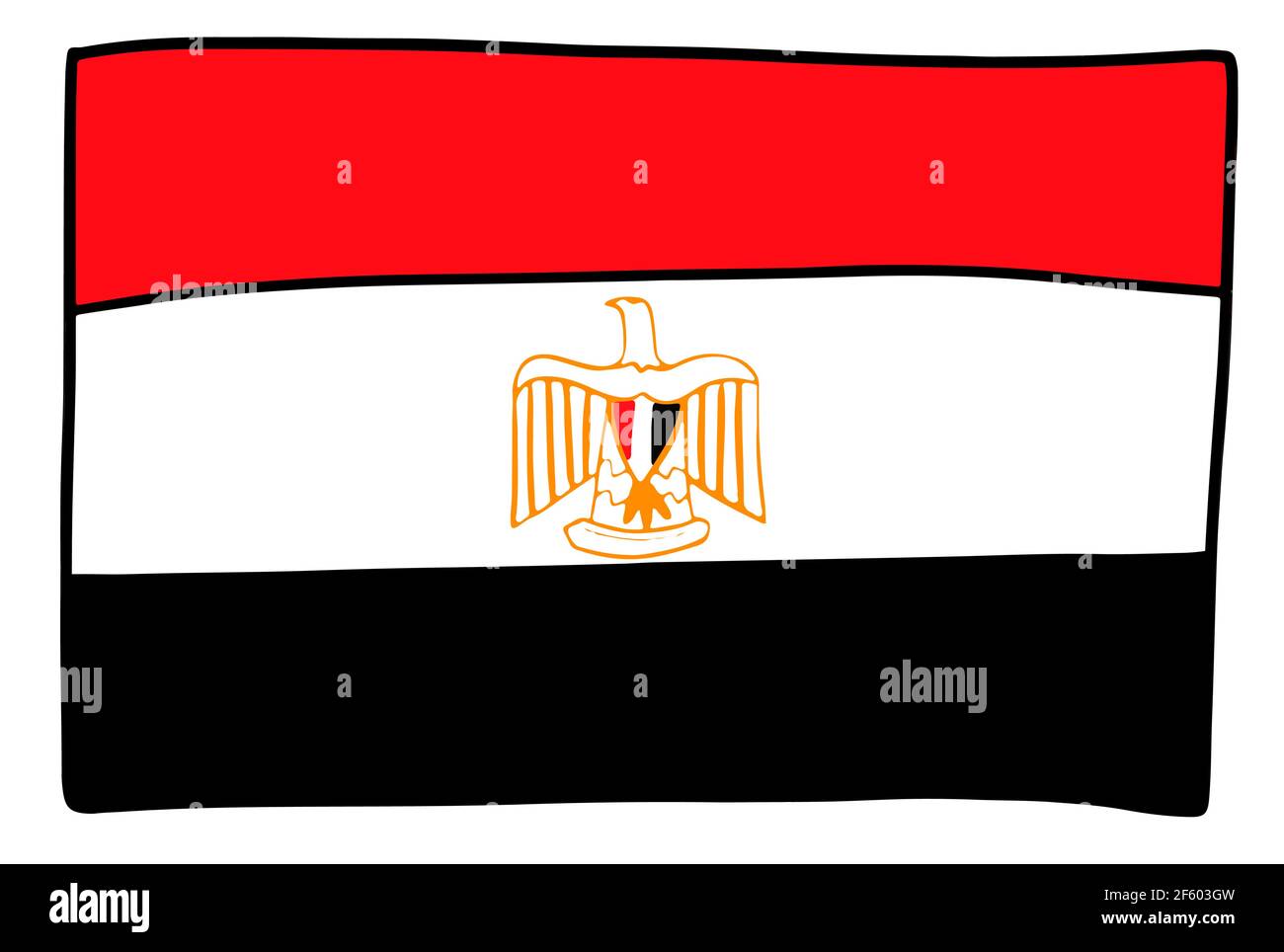 Doodle main dessin drapeau égyptien esquisse simple symbole de l'Égypte. Illustration vectorielle Illustration de Vecteur