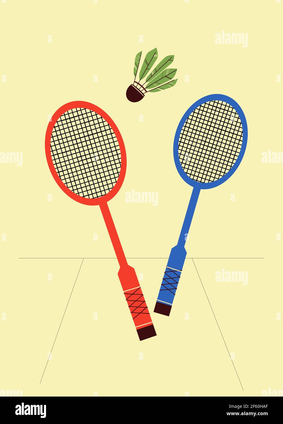 Raquettes de badminton et vecteur de shuttlecock Illustration de Vecteur