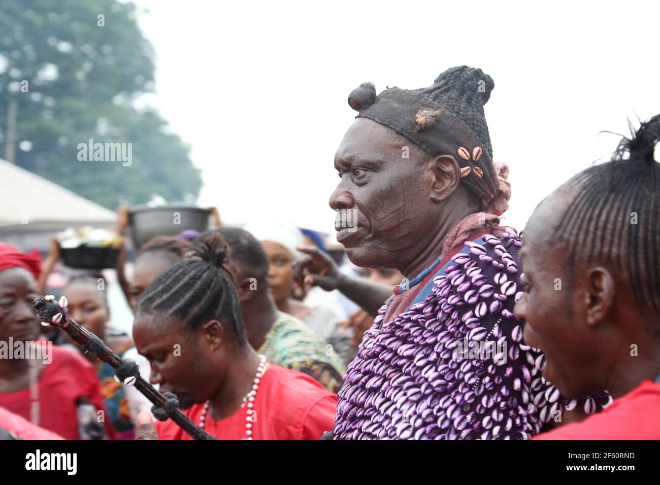 Elegun Sango pendant le Festival mondial de Sango, État d'Oyo, Nigeria. Banque D'Images