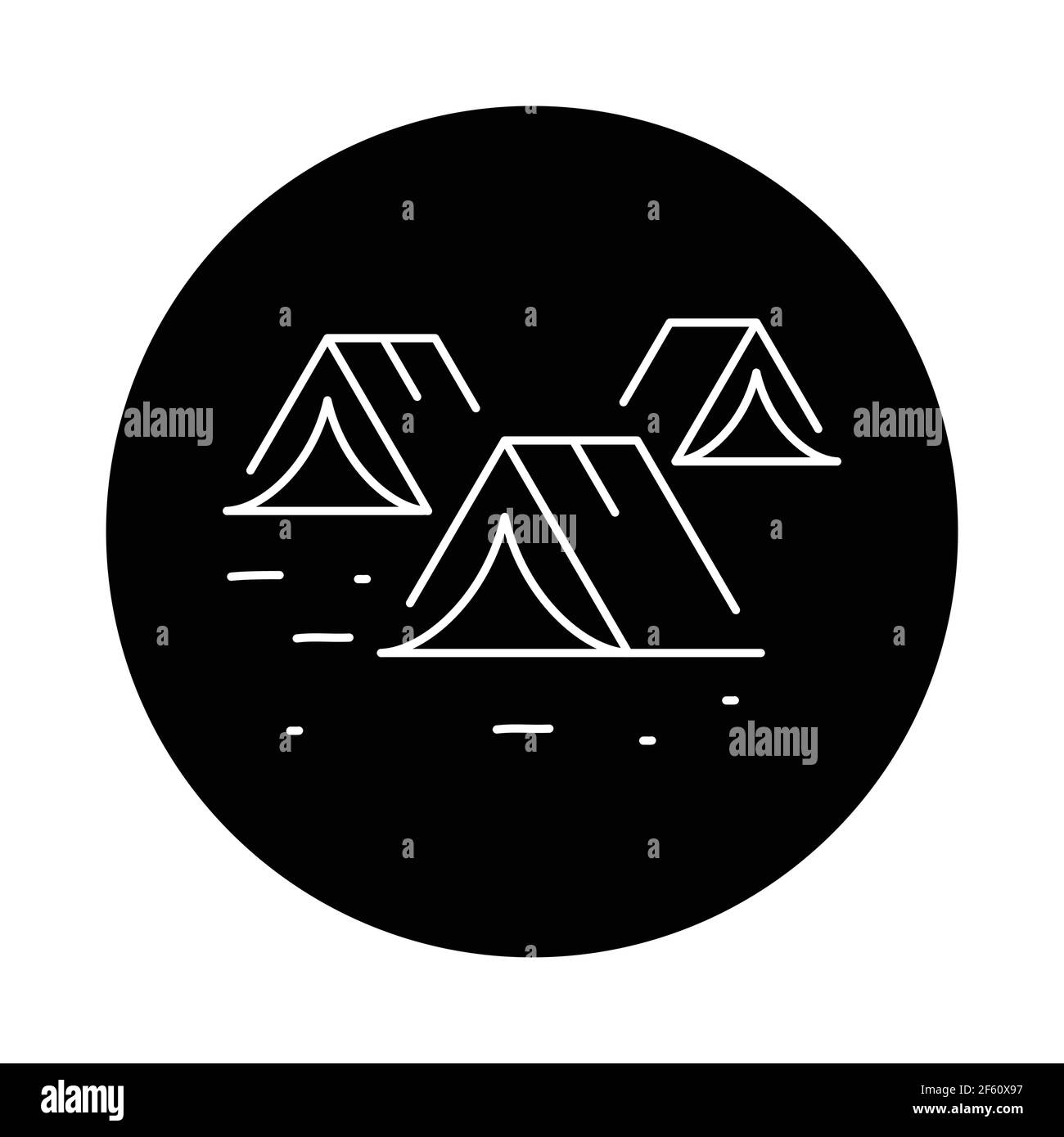 Icône de la ligne de couleur de camping pour les immigrants illégaux. Inscrivez-vous pour accéder à la page Web, à l'application mobile, au bouton et au logo. Contour modifiable. Illustration de Vecteur