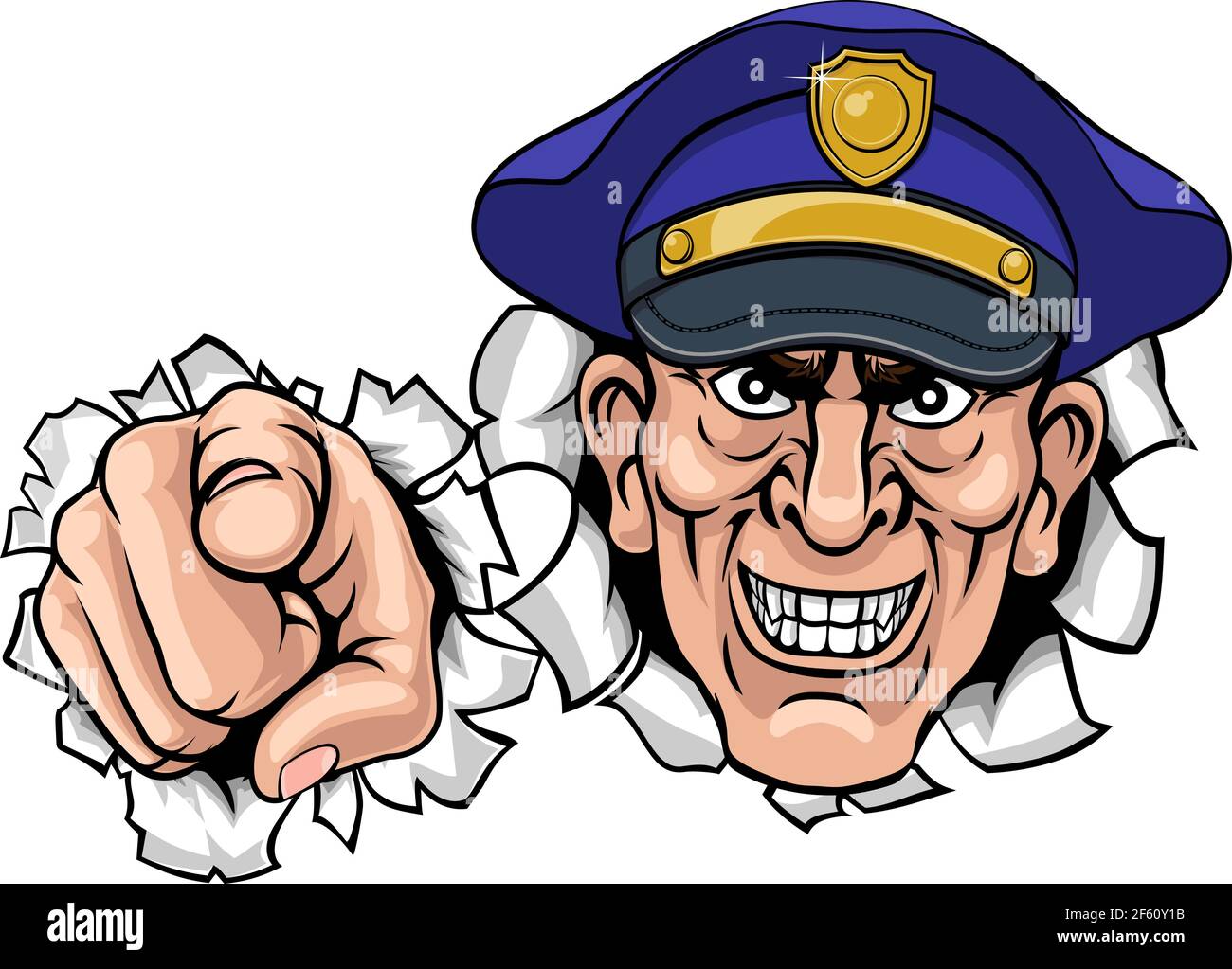 Dire policier Policier Ponting Cartoon Illustration de Vecteur