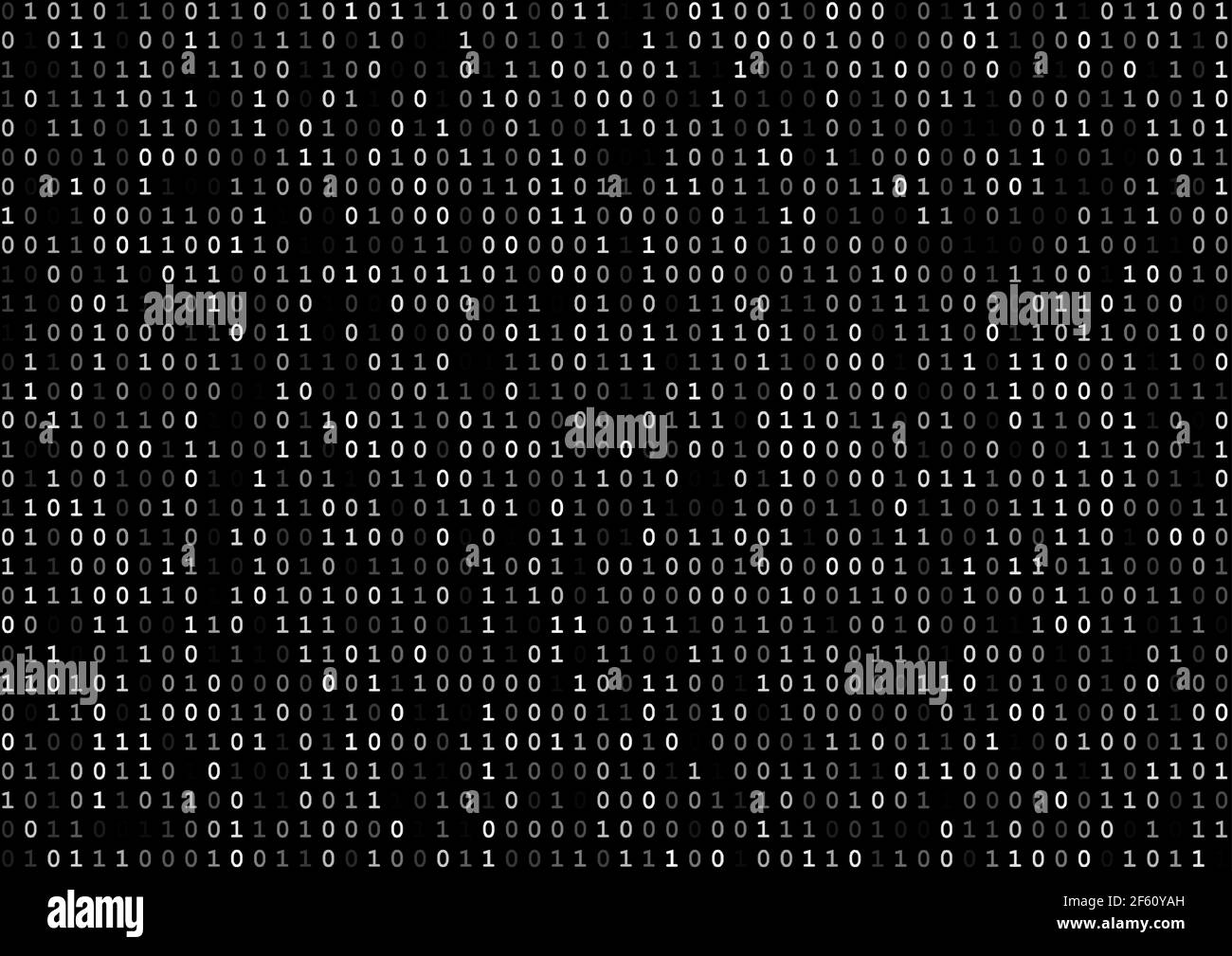 Écran de programme de code binaire d'ordinateur sombre listant l'arrière-plan du tableau Illustration de Vecteur