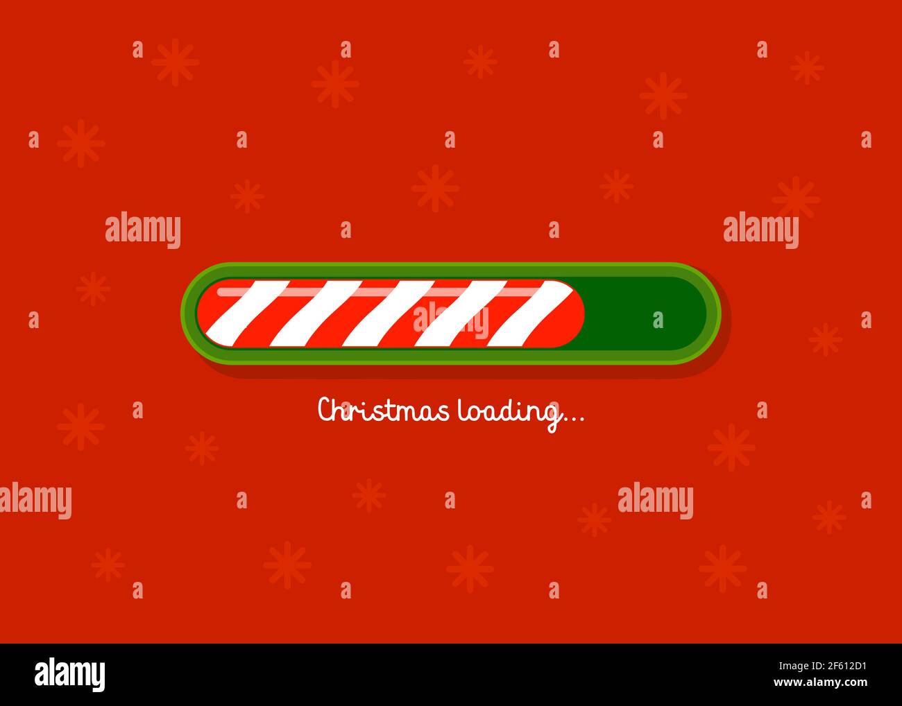 Chargement de Noël. Rouge et vert Noël canne de sucre style barre de progression de Web sur un fond rouge. Carte de vœux, bannière Web, page d'arrivée, brochure ou Illustration de Vecteur