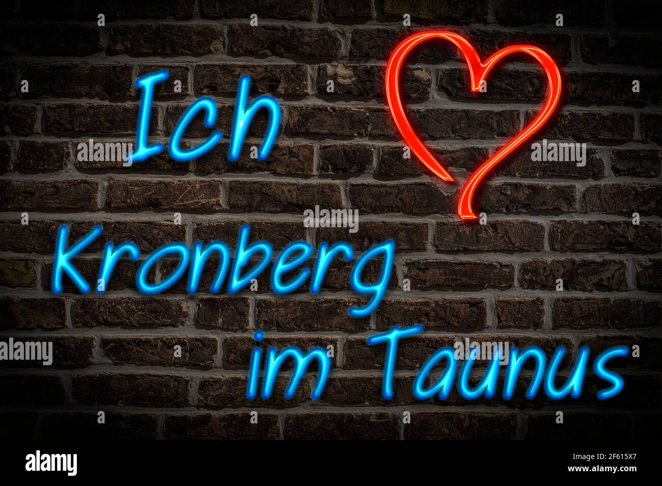 Leuchtreklame, ICH liebe Kronberg im Taunus, Hessen, Deutschland, Europa | Publicité éclairée, j'aime Kronberg im Taunus, Hesse, Allemagne, Europe Banque D'Images