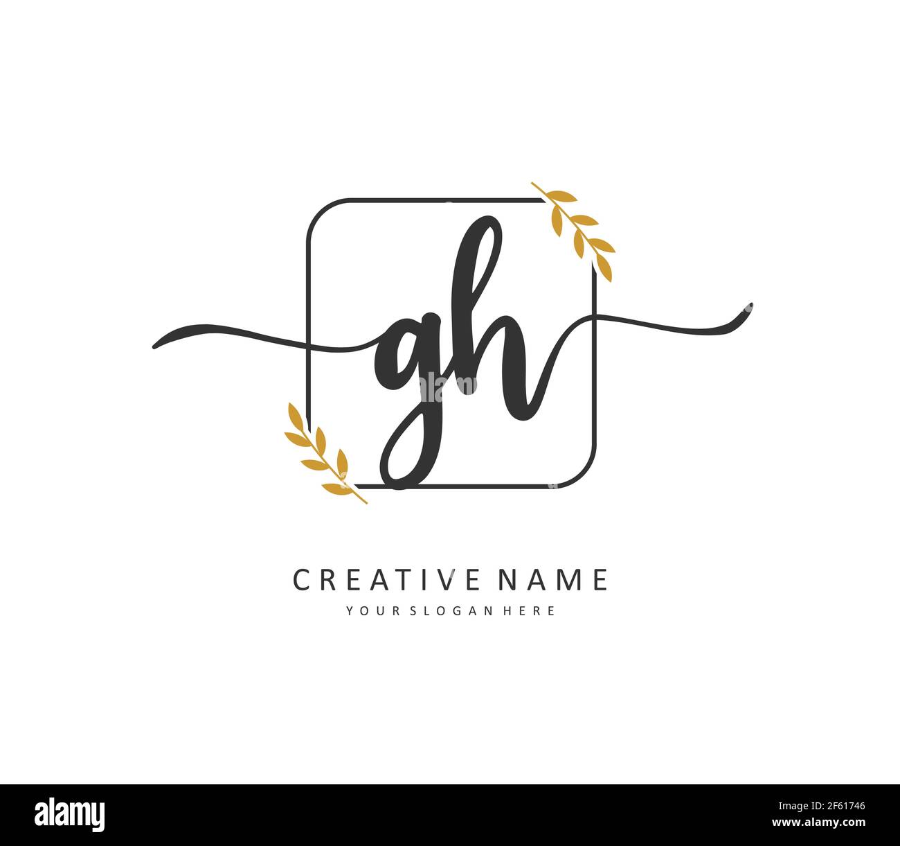 G H GH lettre initiale écriture manuscrite et signature logo. Un concept d'écriture manuscrite logo initial avec élément de modèle. Illustration de Vecteur