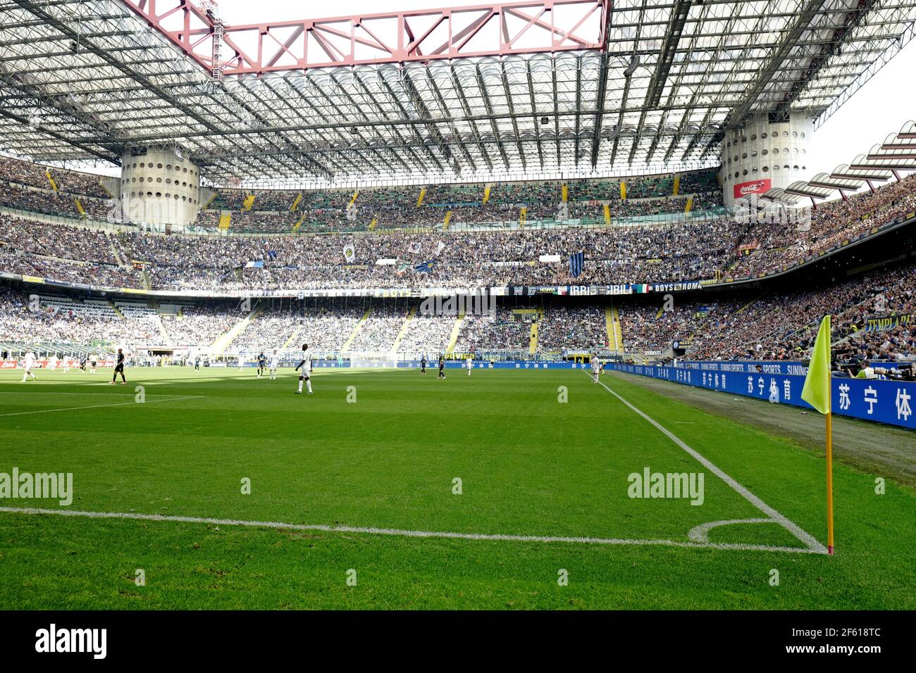 Vue panoramique sur le stade de football de San Siro, à Milan. Banque D'Images