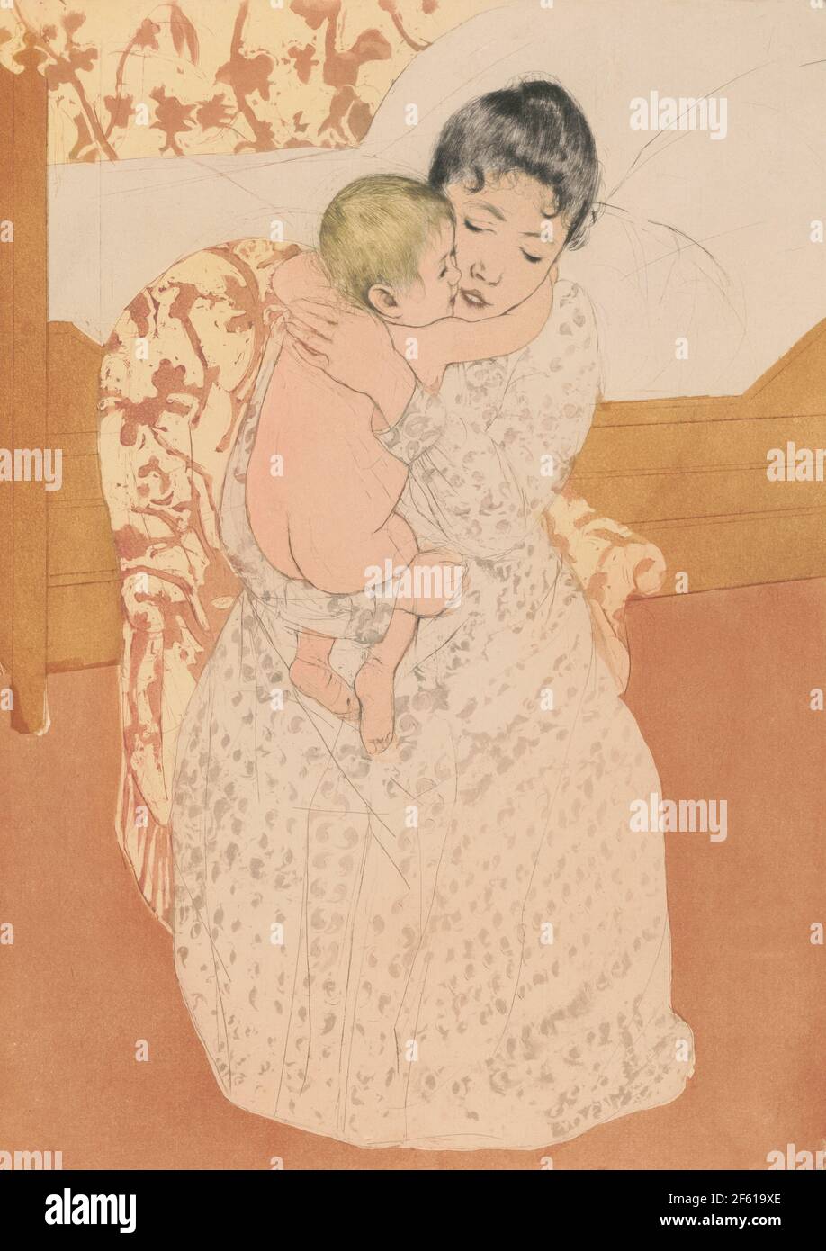 Caresse maternelle par Mary Cassatt Banque D'Images