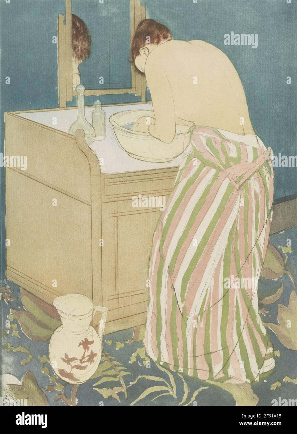 Femme bain par Mary Cassatt Banque D'Images