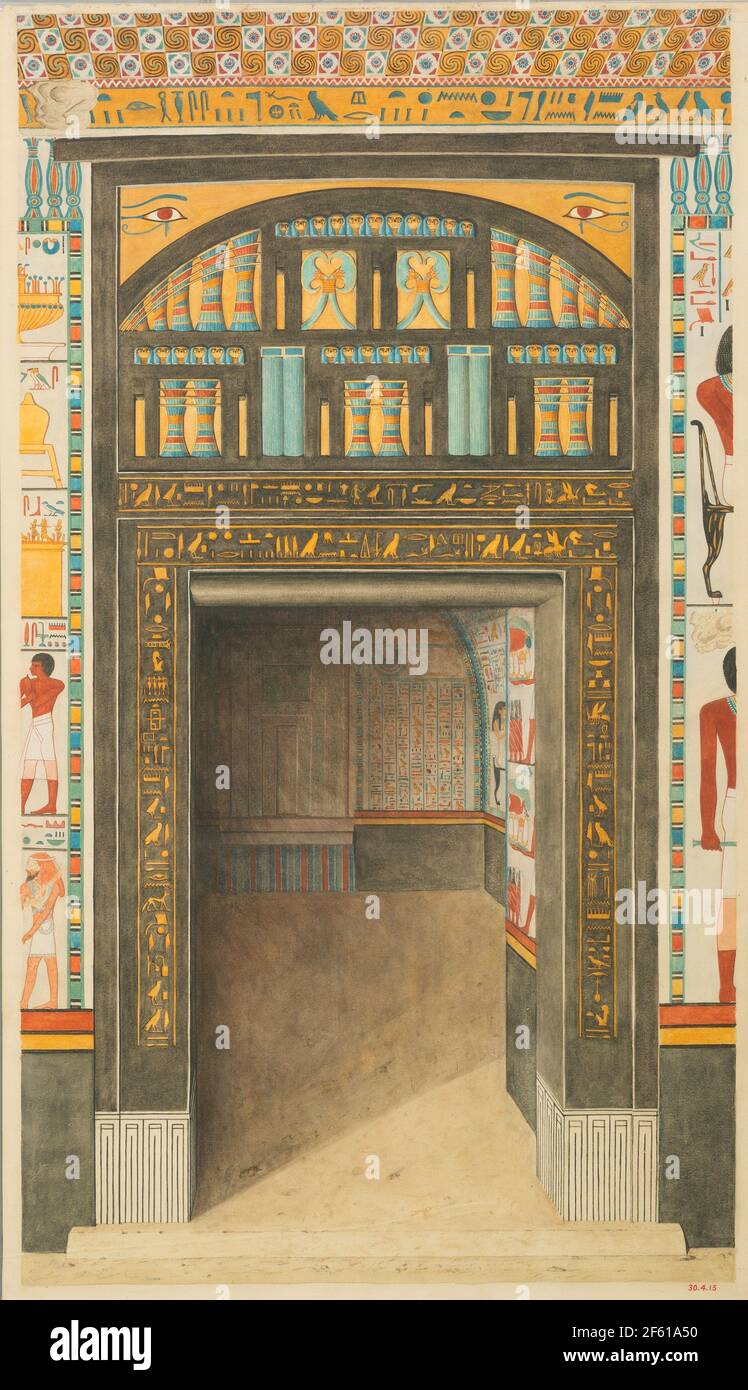 Porte décorée, tombe de Puyemre, égyptienne Banque D'Images
