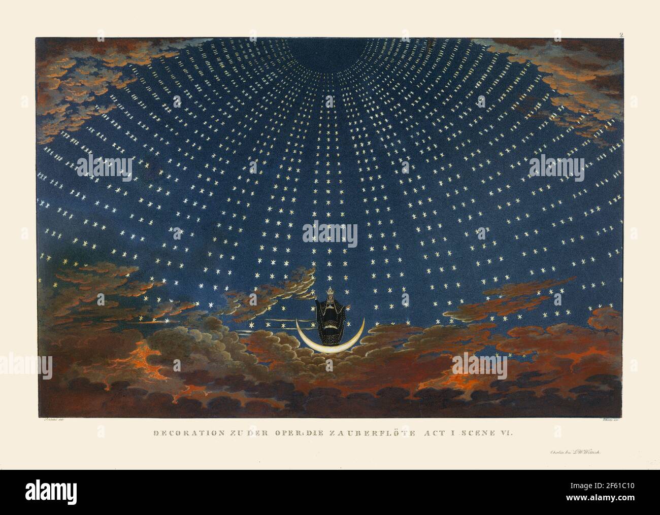 Scène Design pour la flûte enchantée de Mozart, 19e C. Banque D'Images
