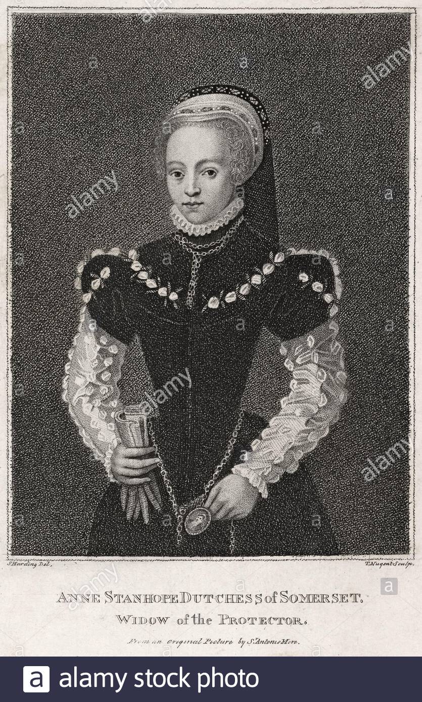 Anne Seymour (née Stanhope), 1510 – 1587, duchesse de Somerset, est la deuxième épouse d'Edward Seymour 1er duc de Somerset, illustration ancienne des années 1800 Banque D'Images