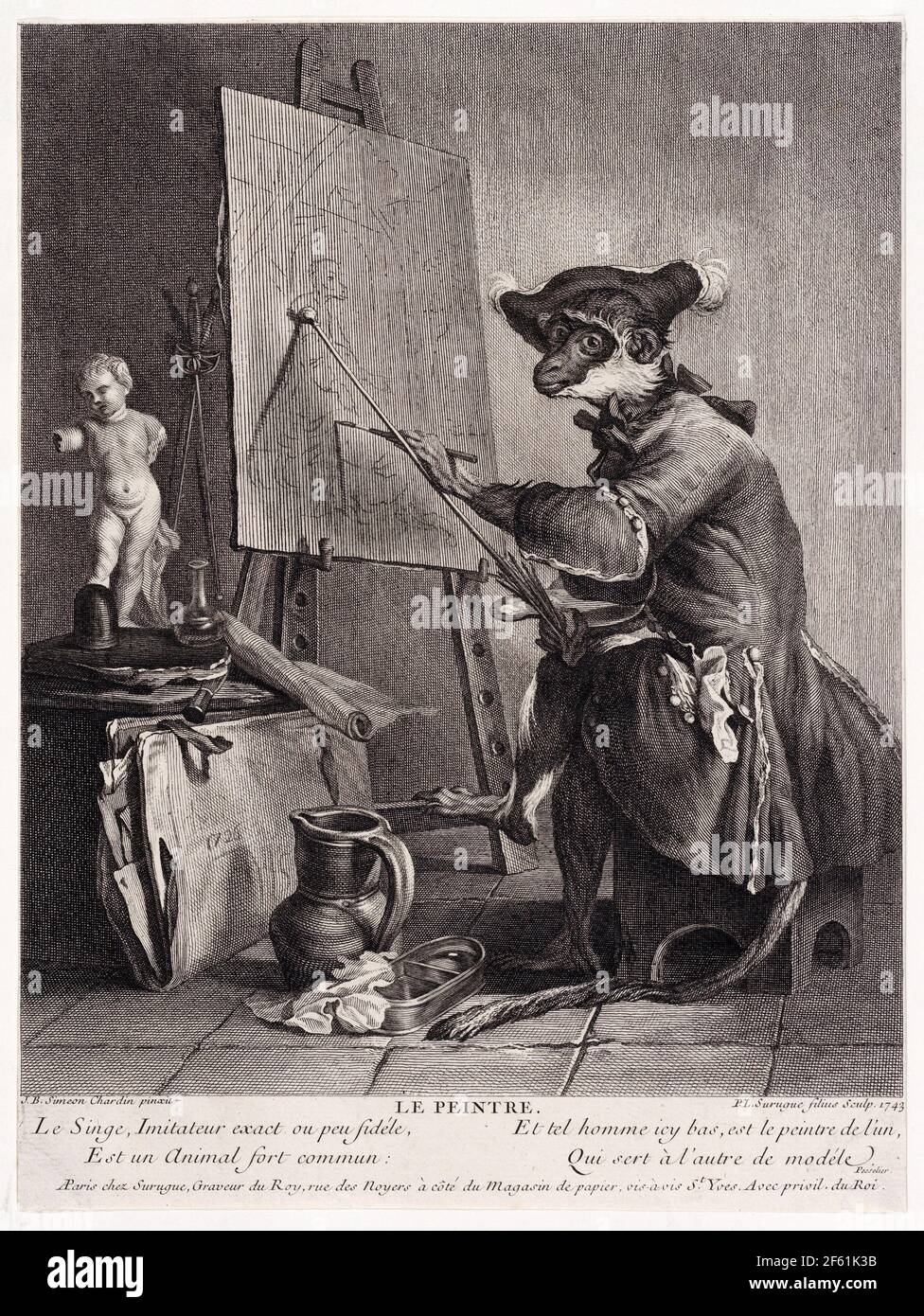 Le peintre, Surugue après Chardin, 1743 Banque D'Images
