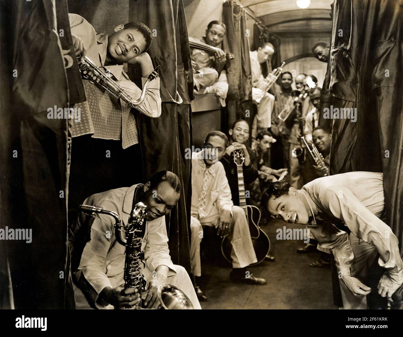 CAB Calloway et son groupe dans Sleeper car, 1933 Banque D'Images