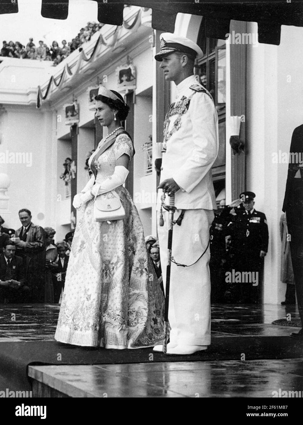La reine Elizabeth II et le prince Philip, duc d'Édimbourg, 1954 Banque D'Images