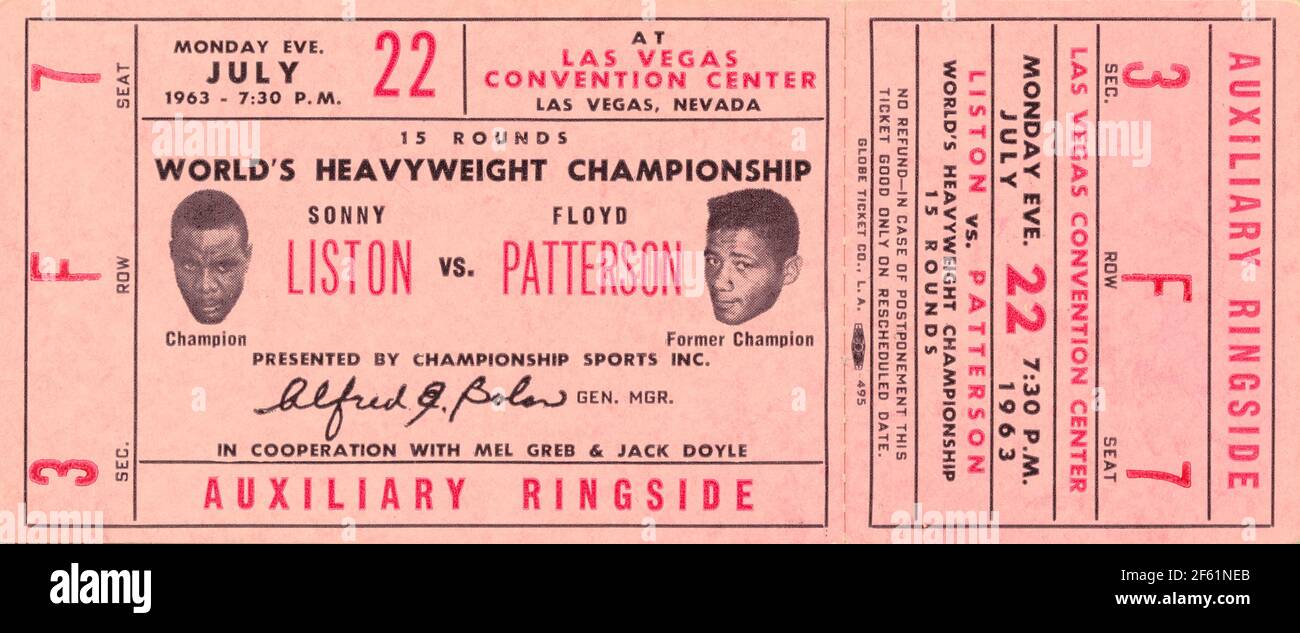 World Heavyweight Championship, Patterson contre Liston, 1963 Banque D'Images