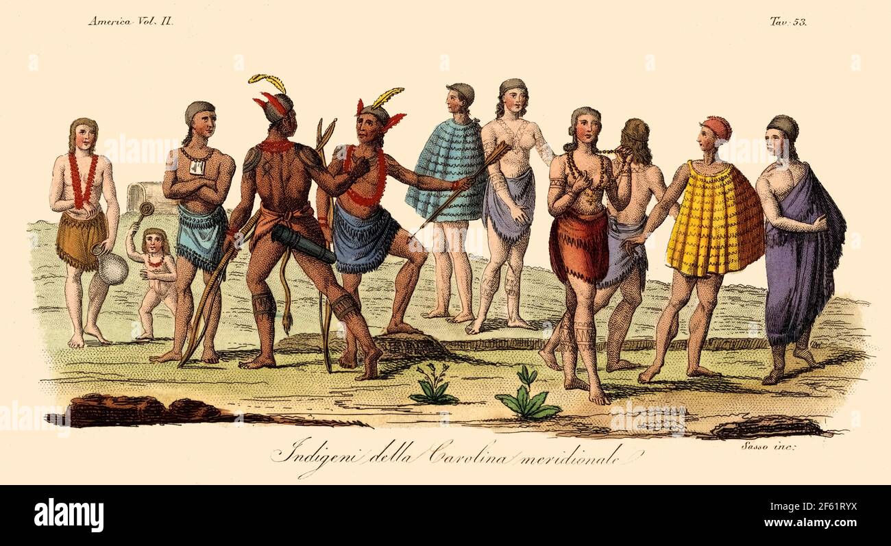 Autochtones américains, Caroline du Sud, vers 1700 Banque D'Images