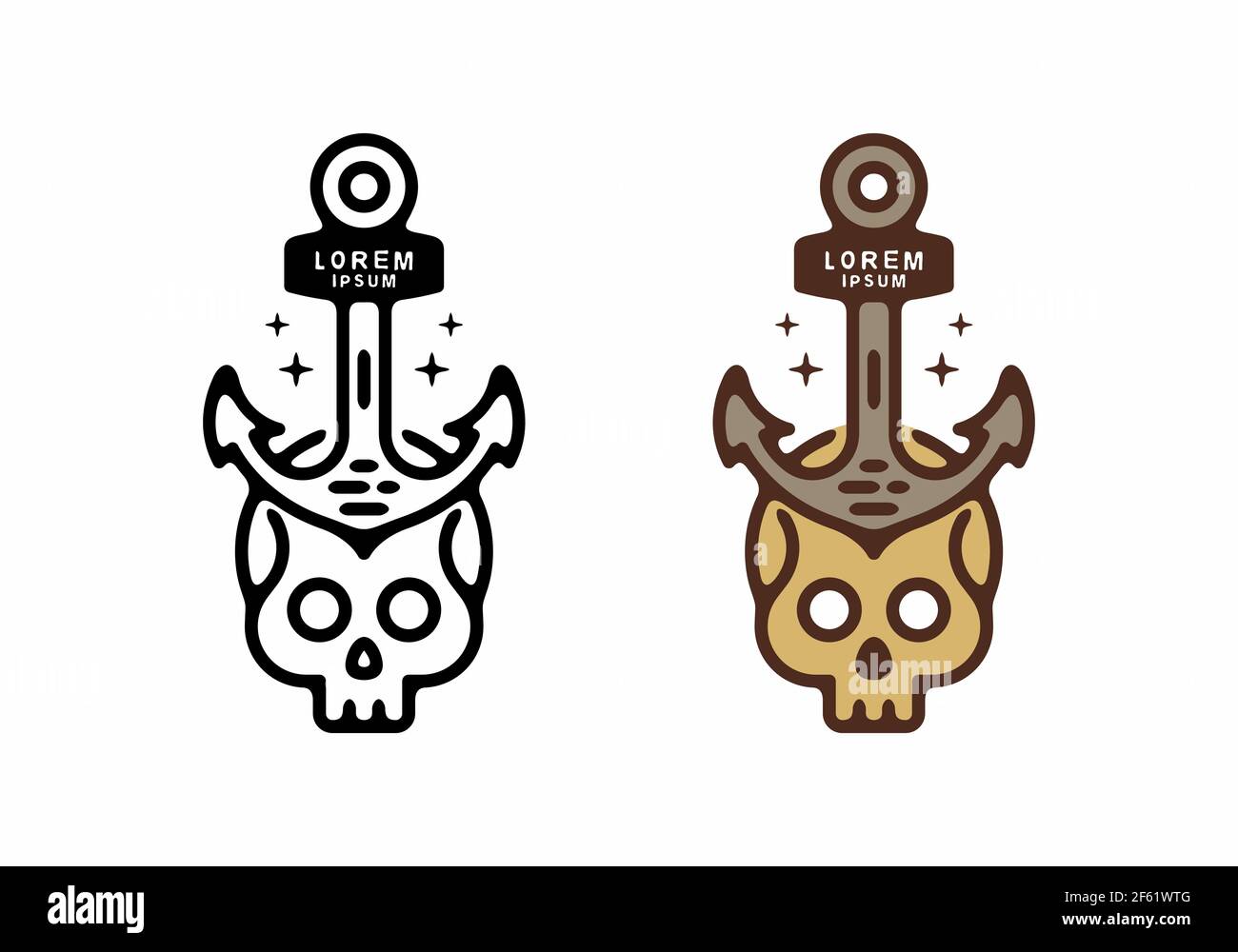 Motif d'illustration représentant une ligne de crâne d'ancre Illustration de Vecteur