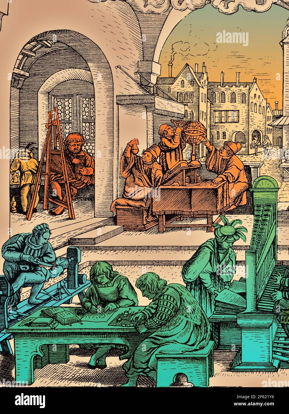 Mathématiques, professions et sciences, 1530 Banque D'Images