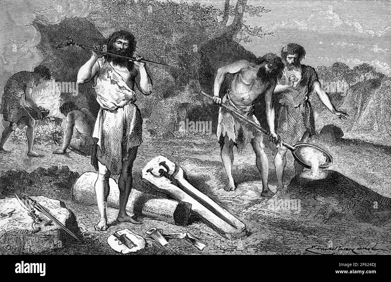 L'homme préhistorique, la fusion de l'âge du Bronze Banque D'Images