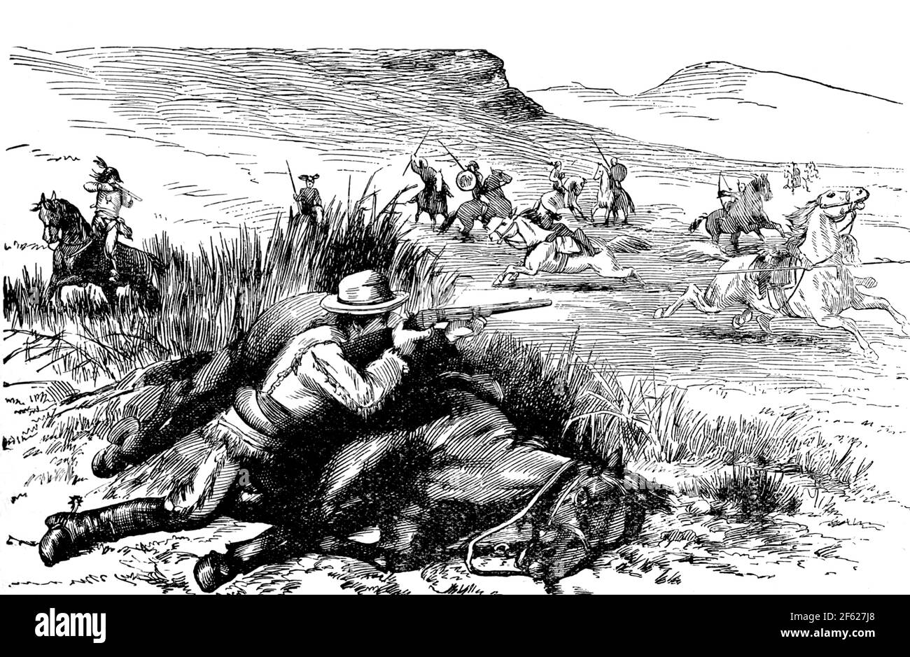 Daniel Boone lutte contre les Amérindiens Banque D'Images