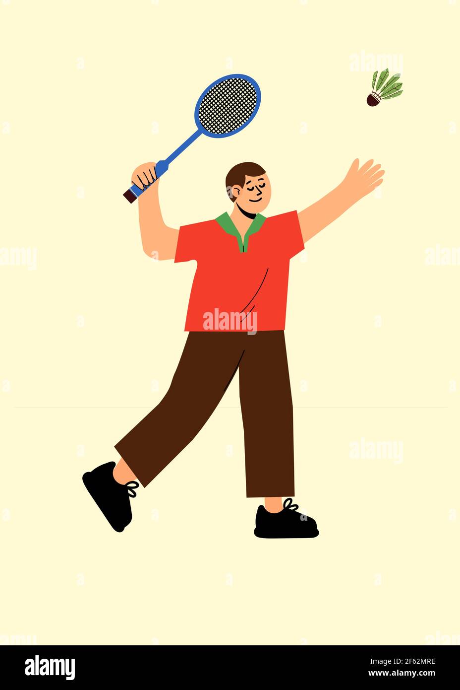 Joueur de badminton professionnel frappant le shuttlecock Illustration de Vecteur