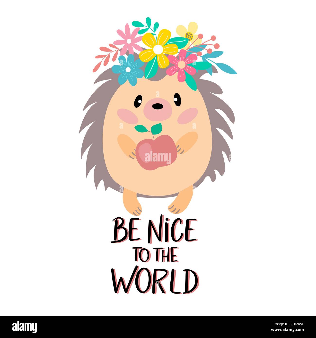 Mignon hérisson dans une couronne - soyez gentil au monde Illustration de Vecteur