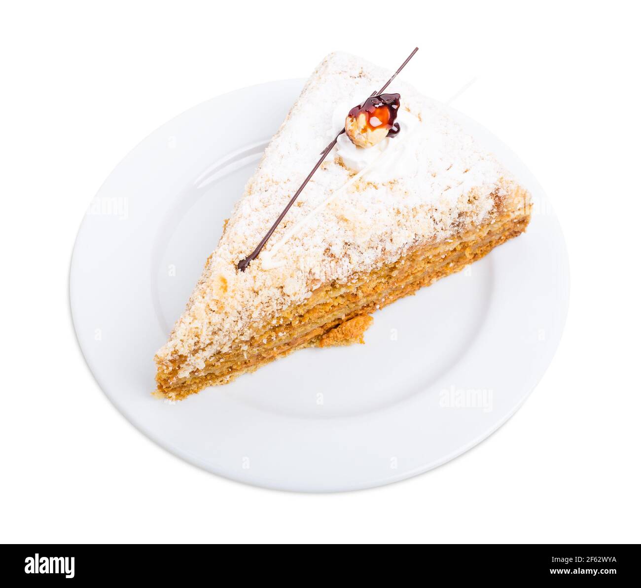 Delicieux Gateau Avec Sucre Croquant Et Creme Isole Sur Un Fond Blanc Photo Stock Alamy