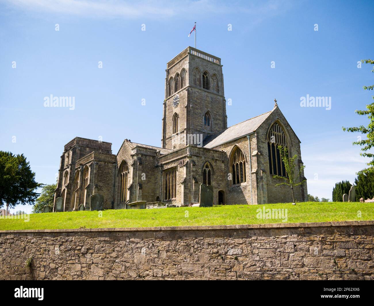 Église Sainte-Marie dans le village de Wedmore, Somerset, Angleterre. Banque D'Images