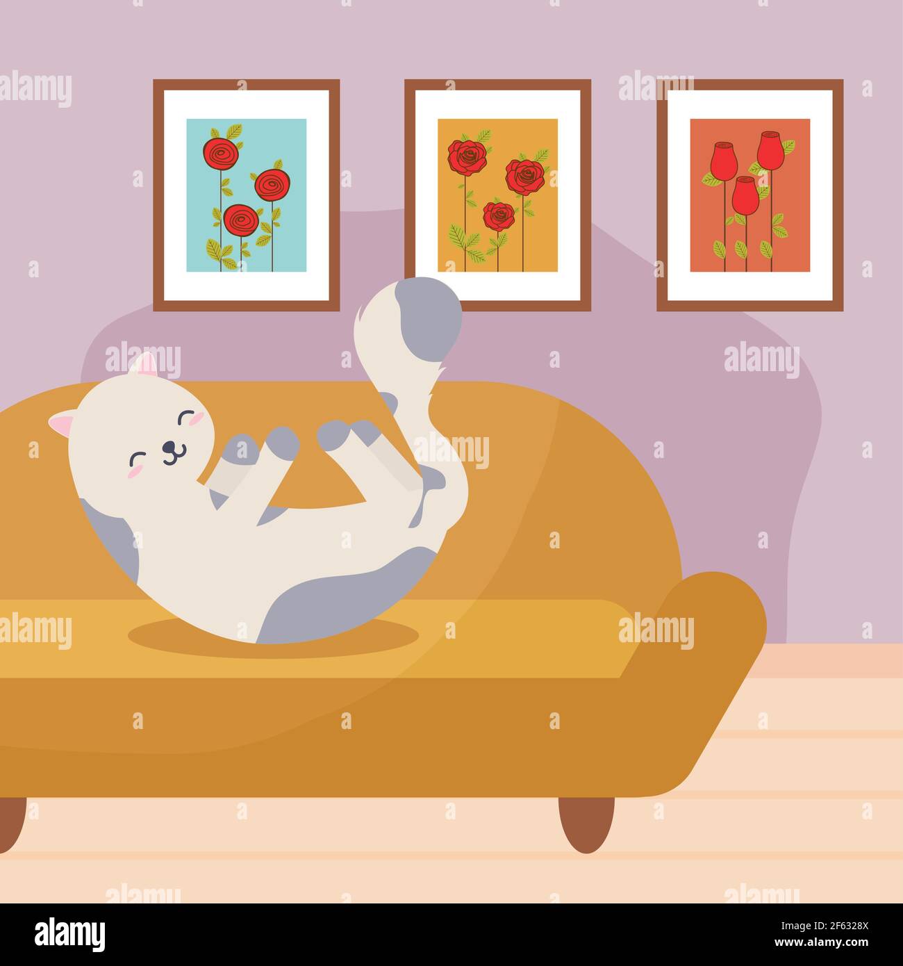 le chat sur le mobilier Illustration de Vecteur