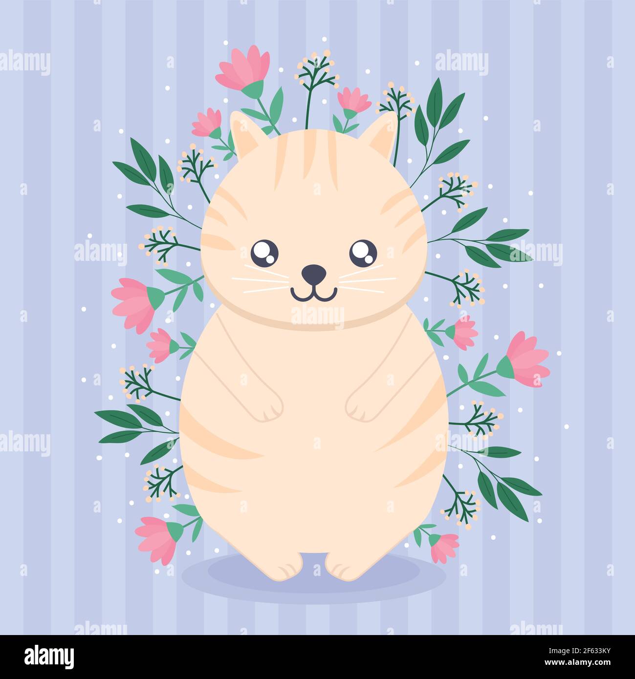 Cat et fleurs Illustration de Vecteur