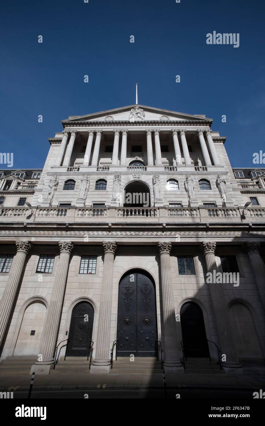 Ville de Londres Angleterre Royaume-Uni Mars 2021 la Banque d'Angleterre. La Banque d'Angleterre est la banque centrale du Royaume-Uni et le modèle sur lequel la plupart Mo Banque D'Images
